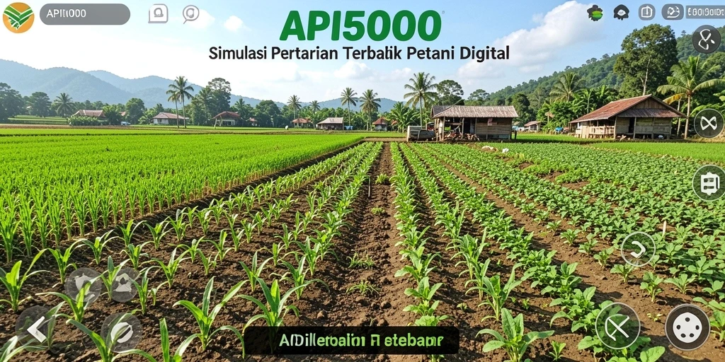 Tampilan gameplay yang menampilkan aktivitas bercocok tanam di API5000.