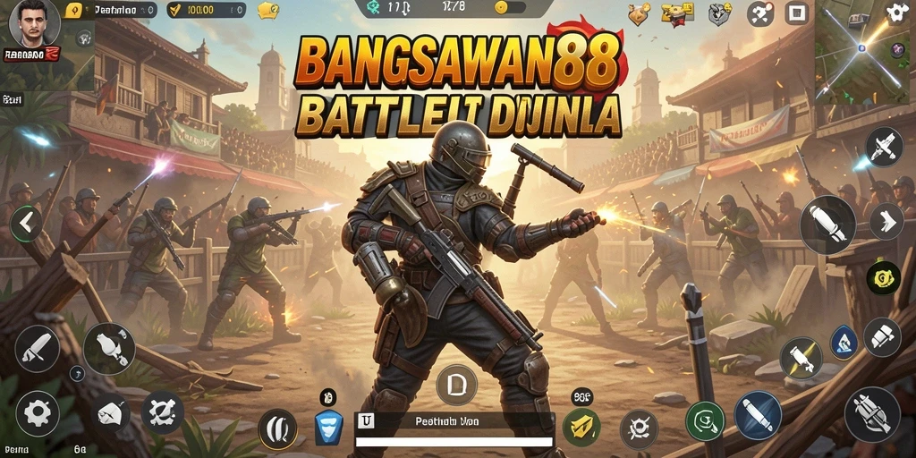 Tangkapan layar gameplay <strong>BANGSAWAN88</strong> yang menampilkan pertempuran seru di arena.