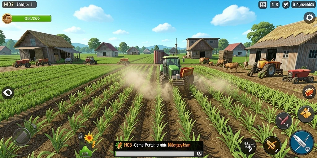 Tampilan gameplay H03 yang menampilkan aktivitas pertanian yang realistis.