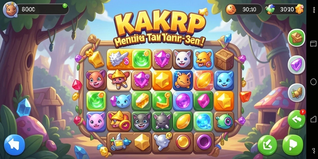 Tampilan gameplay seru KAKRP dengan kombinasi warna-warni.