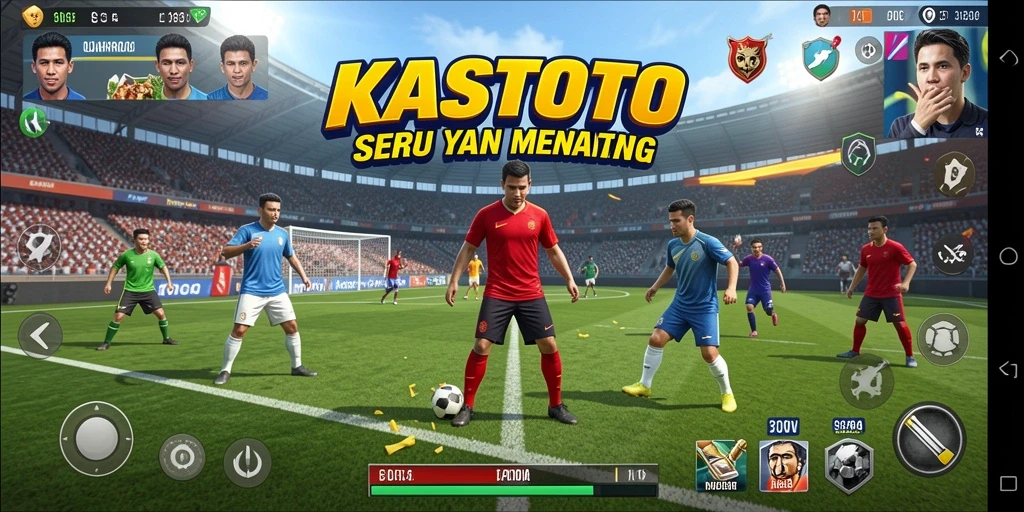 Tampilan gameplay KASTOTO saat pertarungan olahraga intens.