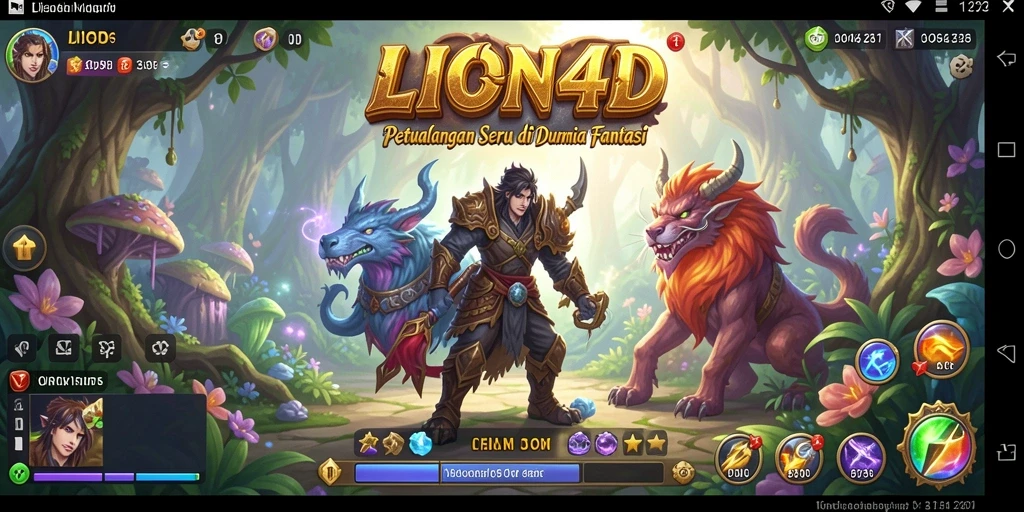 Tangkapan layar gameplay LION4D menampilkan petualangan seru di dunia fantasi.