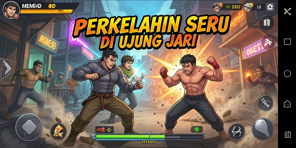 Tampilan aksi seru karakter dalam MEME4D saat bertarung.