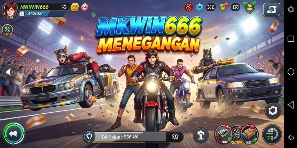 Screenshot gameplay <strong>MKWIN666</strong> menampilkan momen balapan seru di trek yang dramatis.