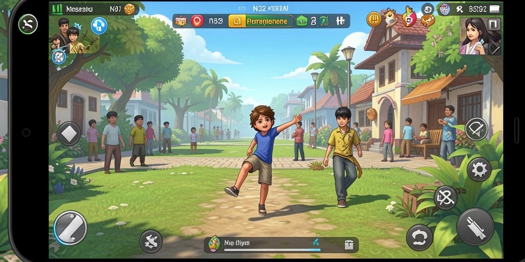 Tampilan gameplay N32 yang menyenangkan dan penuh warna.