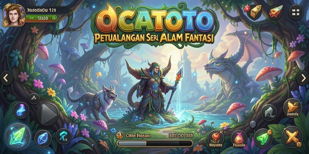 Screenshot menunjukkan gameplay mendebarkan di OCATOTO dengan karakter menjelajah dunia.